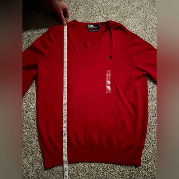 NWOT Ralph Lauren Polo Pony Pima Cotton V neck Sweater - Picture 6 of 8